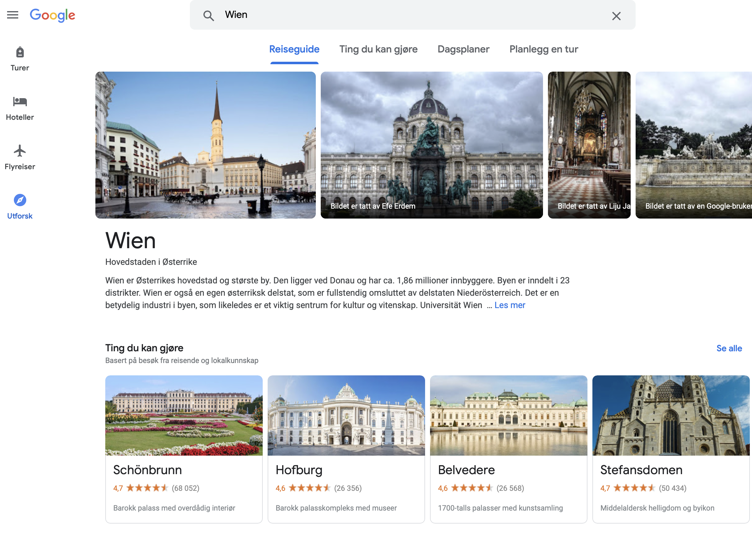 Planlegg ferien med Google.