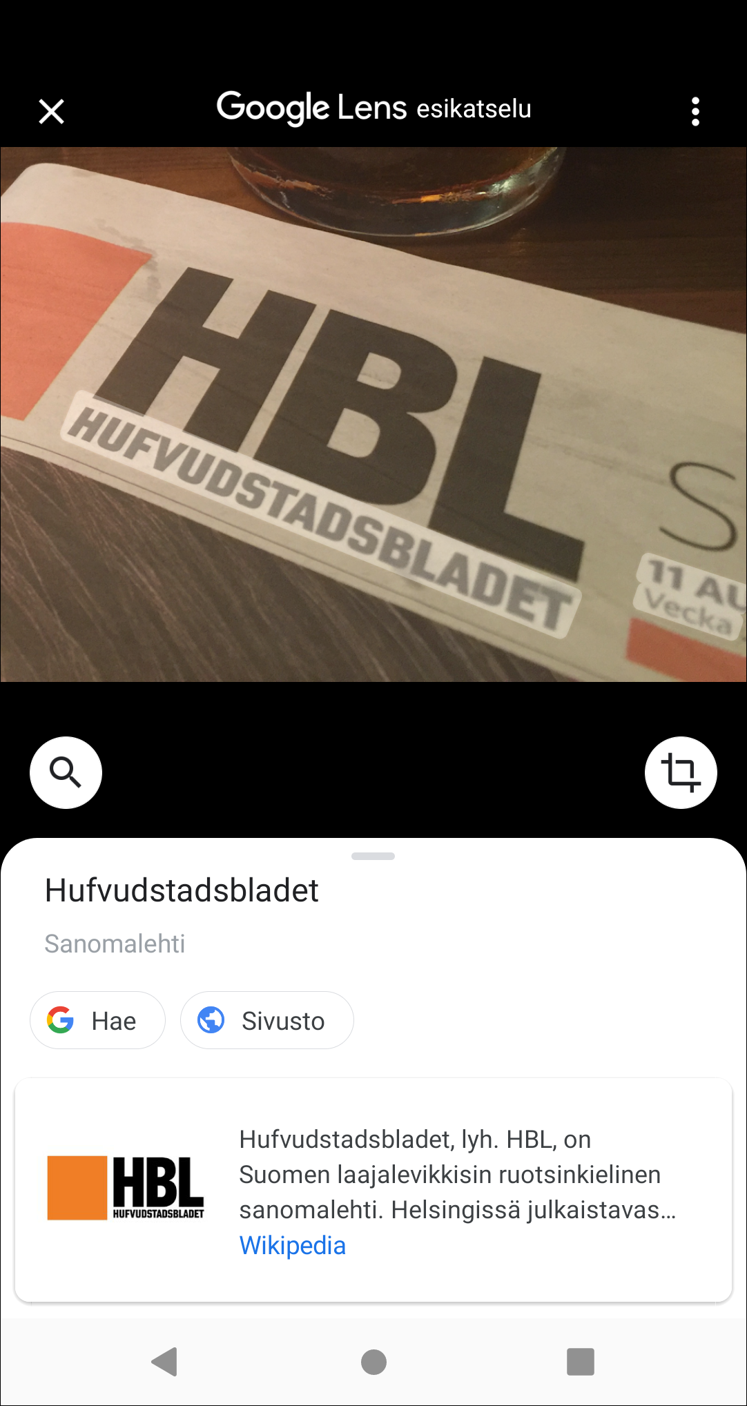Tekstintunnistus Google Kuvat -sovelluksessa Google Lensin avulla