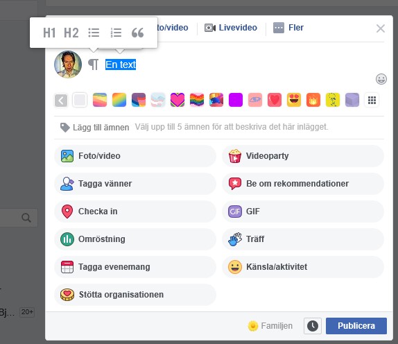 Formatering på Facebook