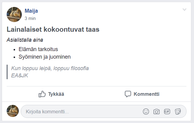 Muotoile Facebook-ryhmän julkaisua