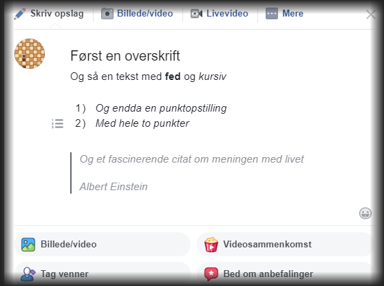 Formatering på Facebook