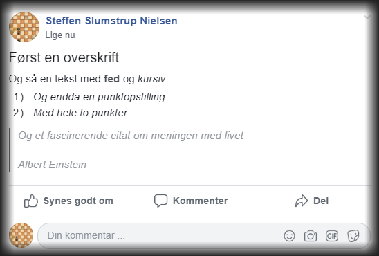 Formatering på Facebook