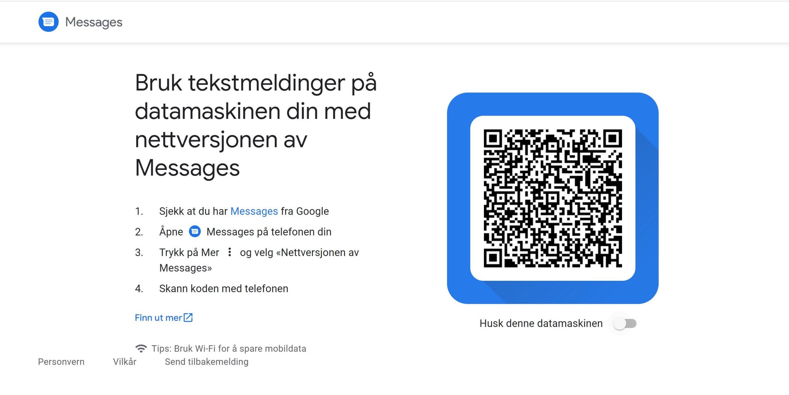 Send tekstmeldinger fra pc-en