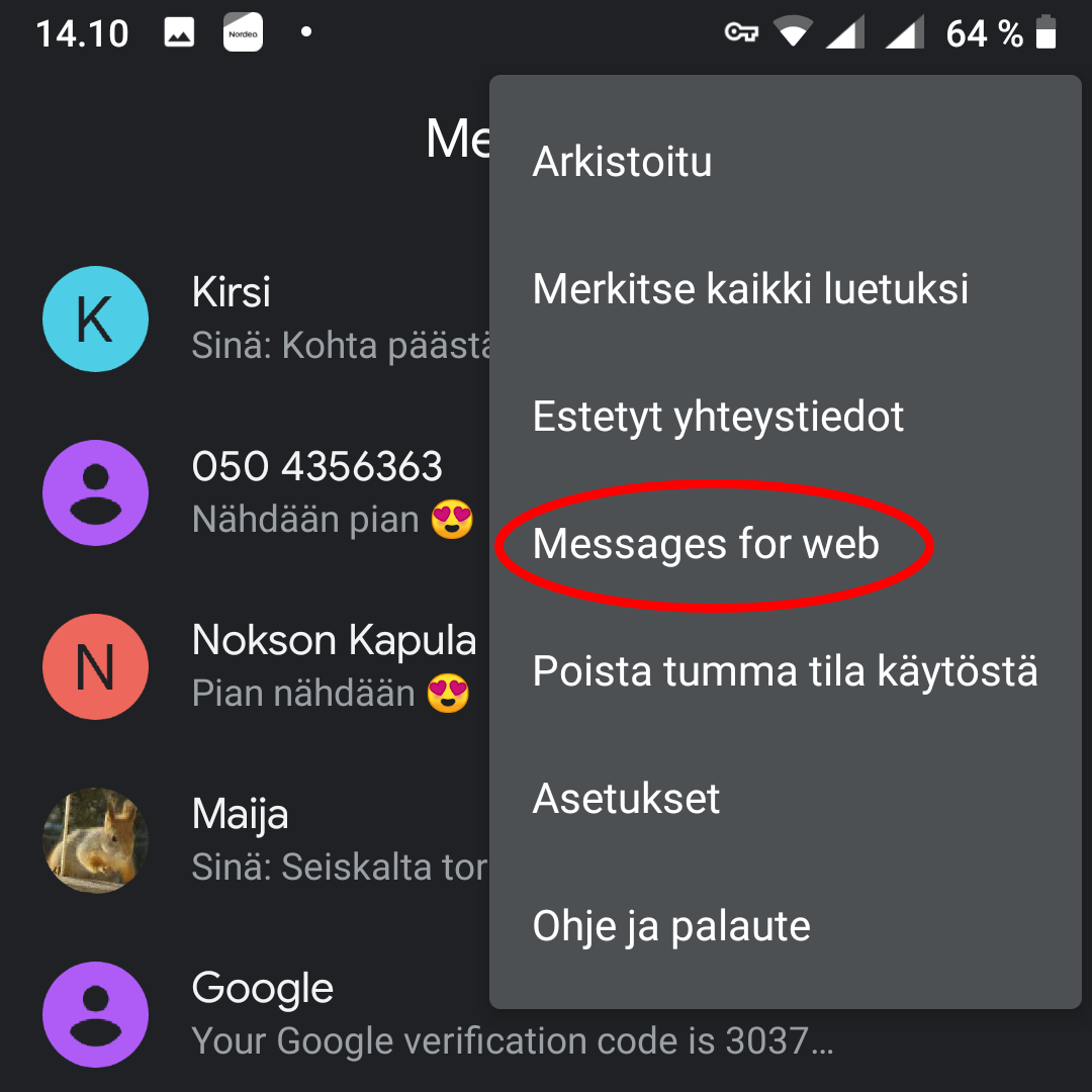 Android Messages -viestisovellus