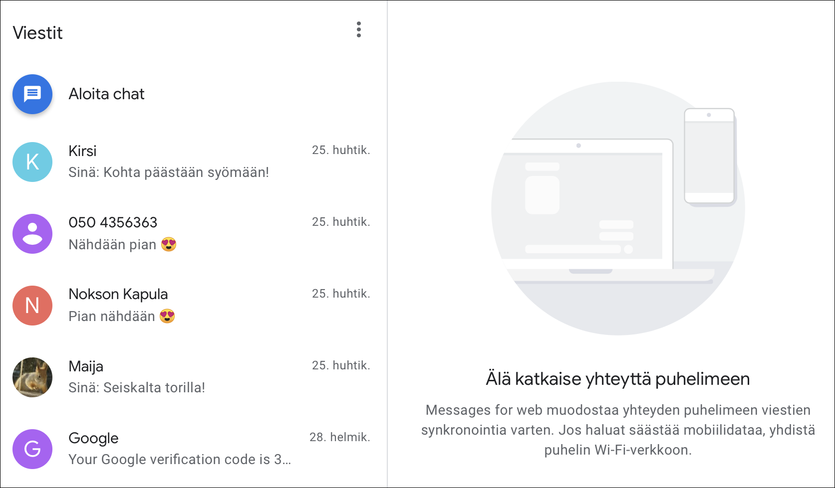 Android Messages -viestisovellus