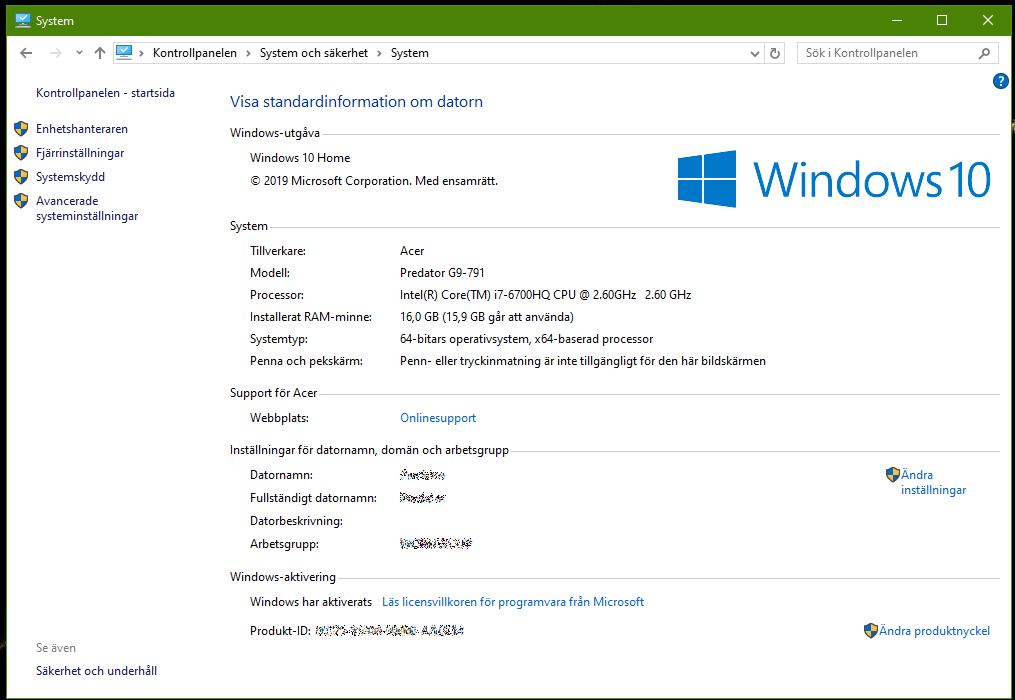 Systemåterställning i Windows 10 1903