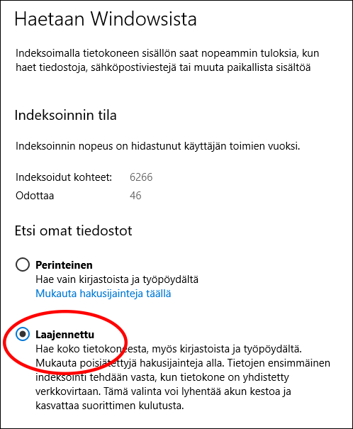 Laaja haku Windows 10:n 1903-versiossa