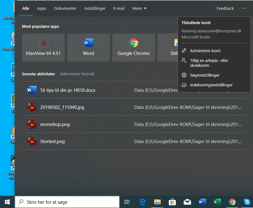 Søgefunktion Windows 10 1903