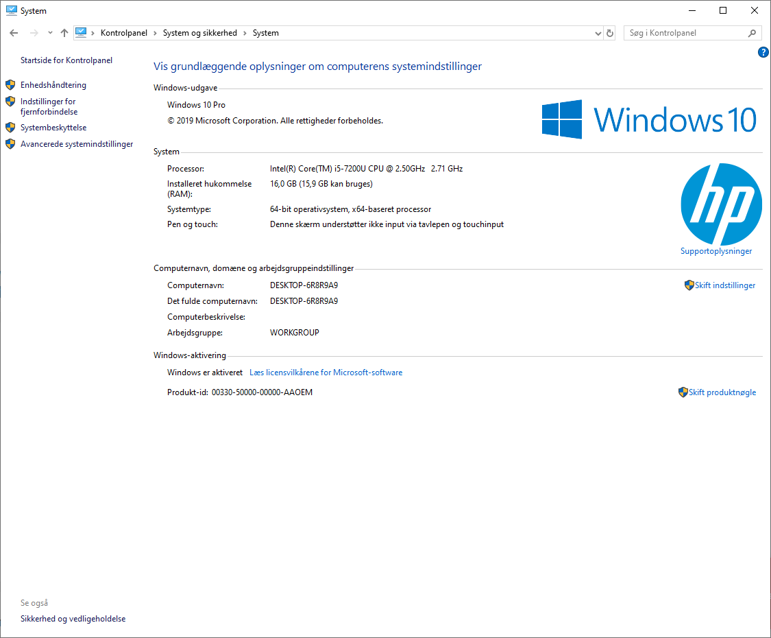 Systemgendannelse i Windows 10 1903
