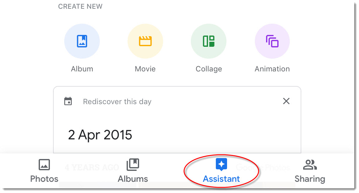 Google Photos app Assistant