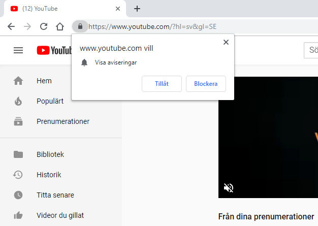 aviseringar meddelanden Chrome