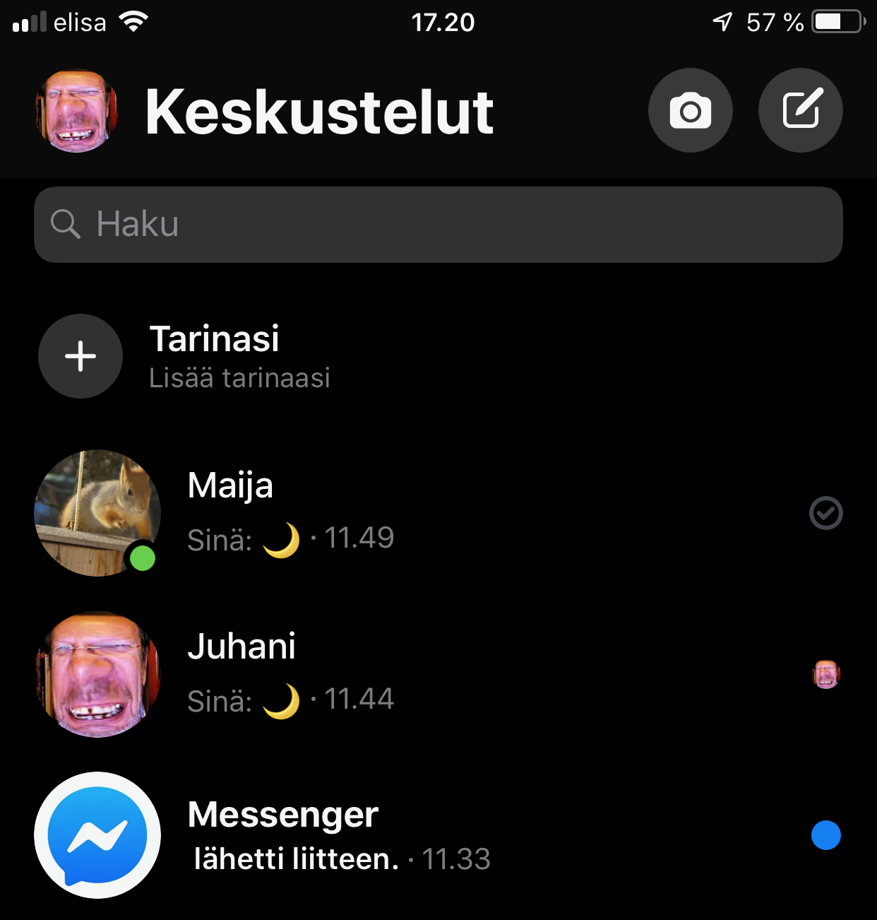 Dark mode messenger tumma teema