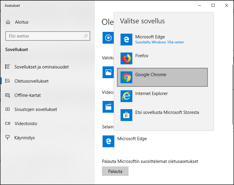 Selain Windows 10:ssä