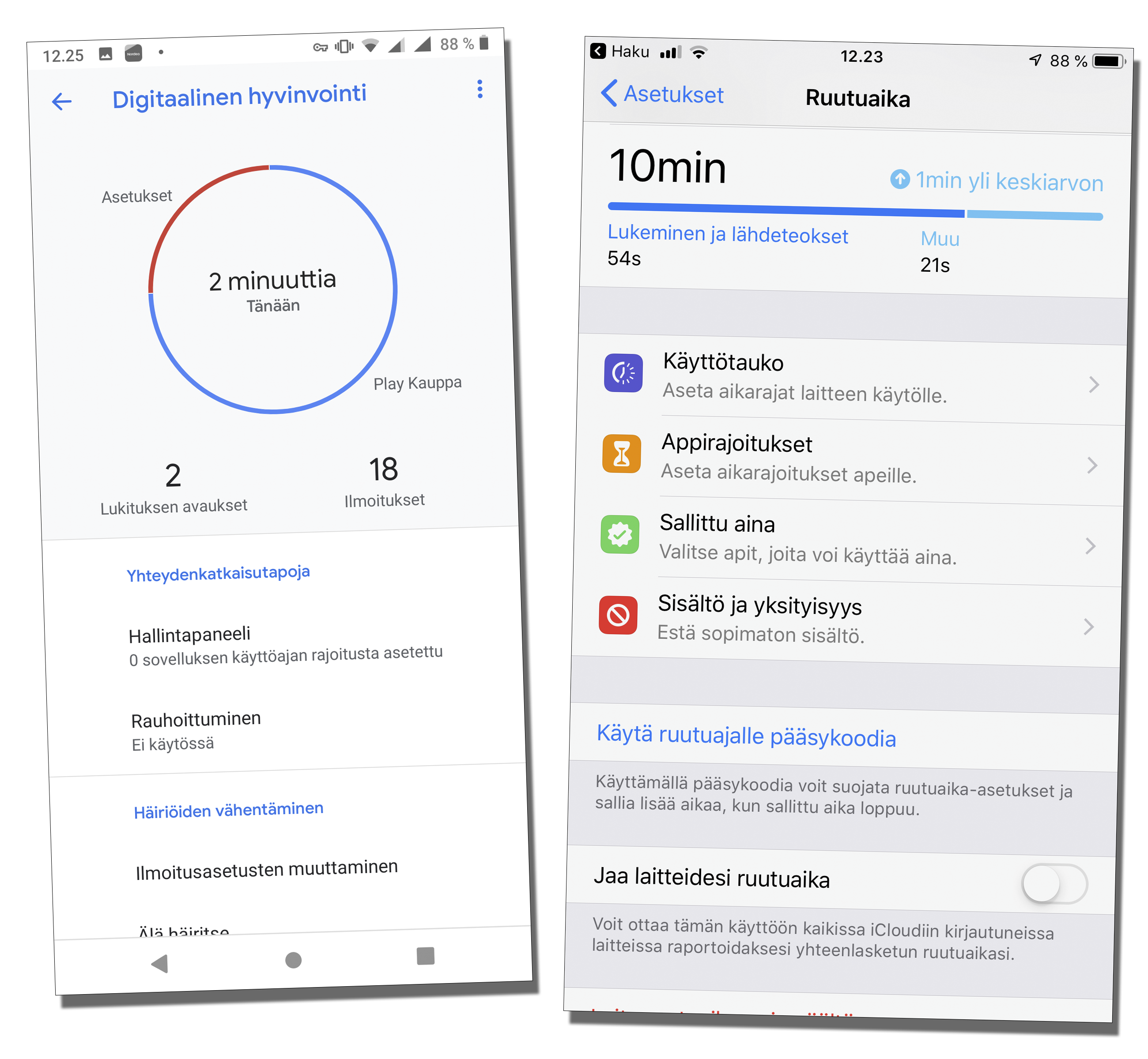 Googlen Digitaalinen hyvinvointi, Applen Ruutuaika