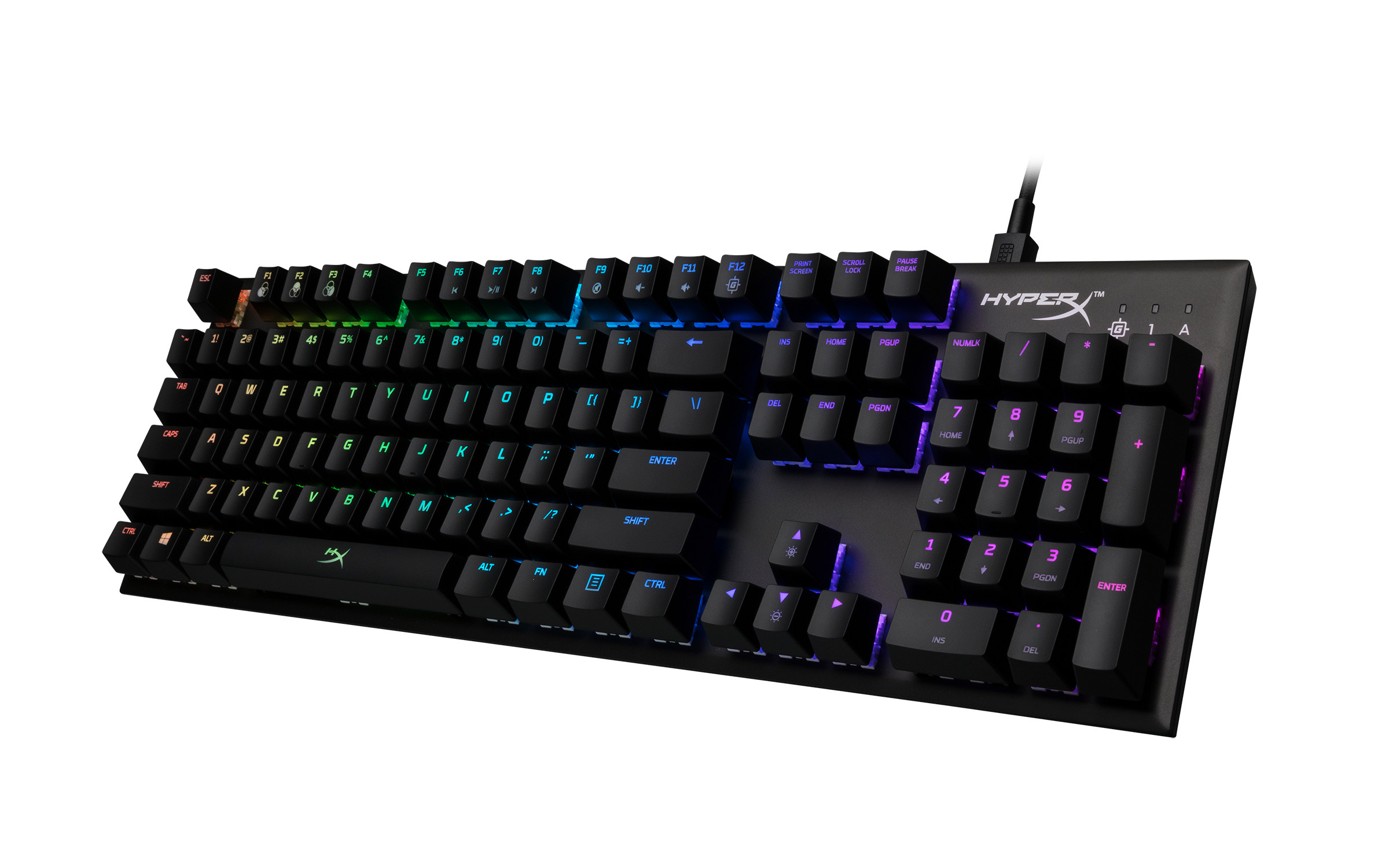 HyperX-tastaturet har farget lys i alle taster.