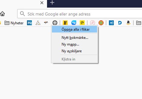 Bokmärken i Mozilla Firefox