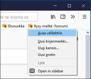 Mozilla Firefox - kirjanmerkit