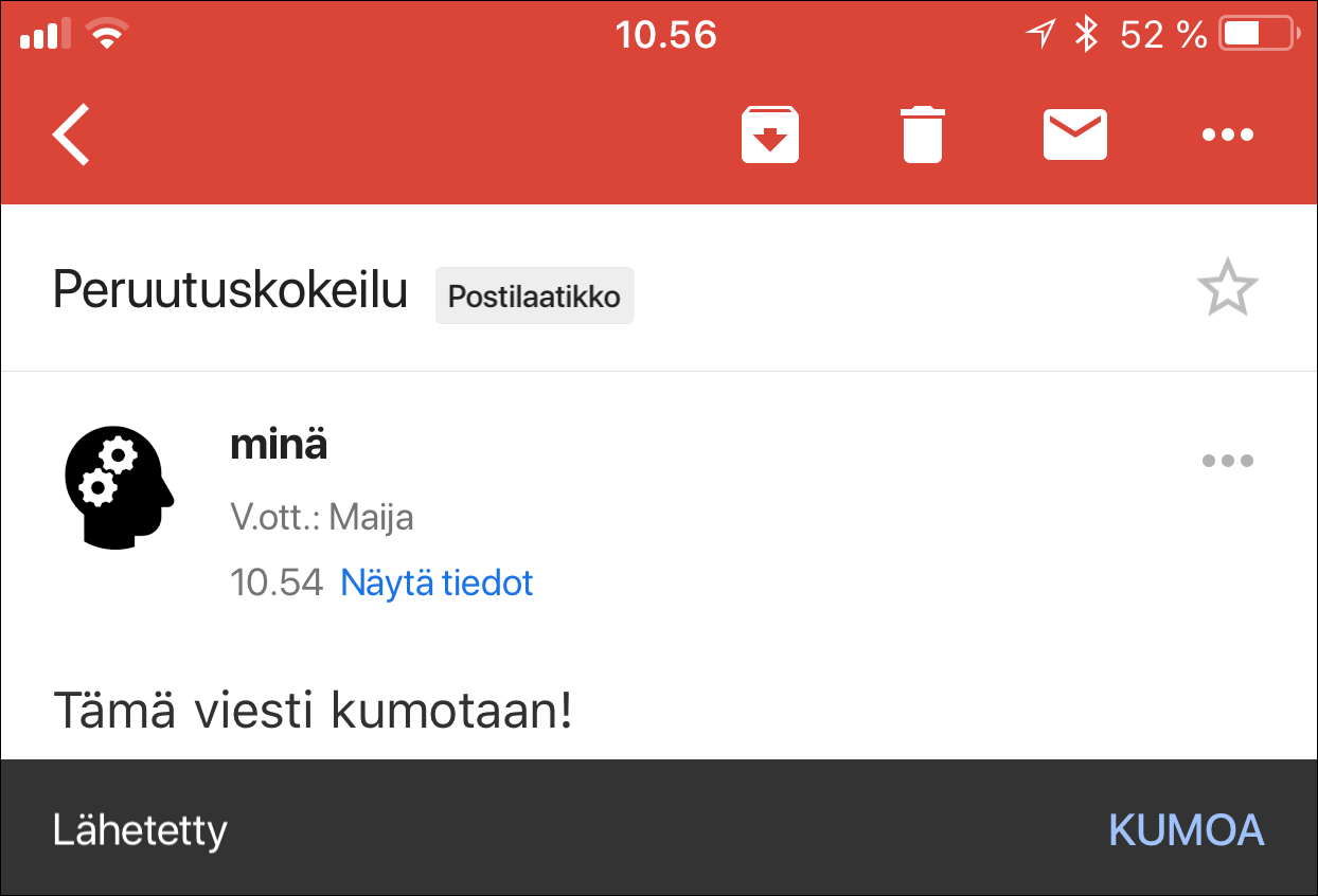 Peruuta viesti Gmail-sovelluksessa