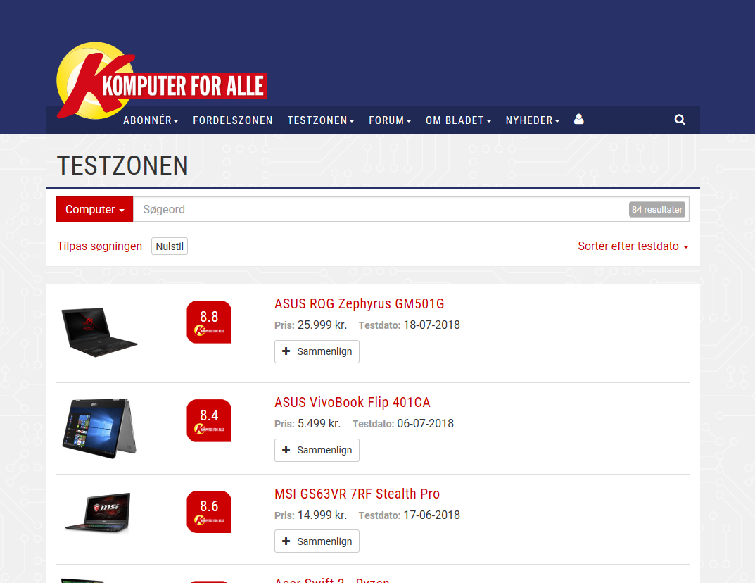 Tester och recensioner i Testzonen