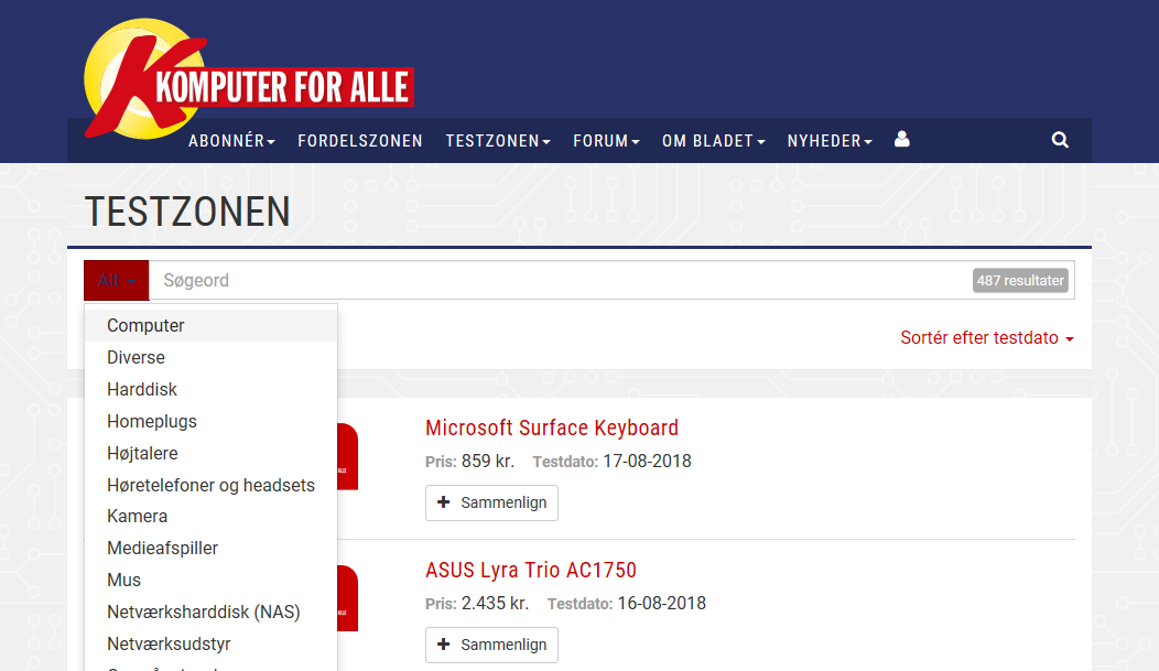 Test og anmeldelser i Testzonen