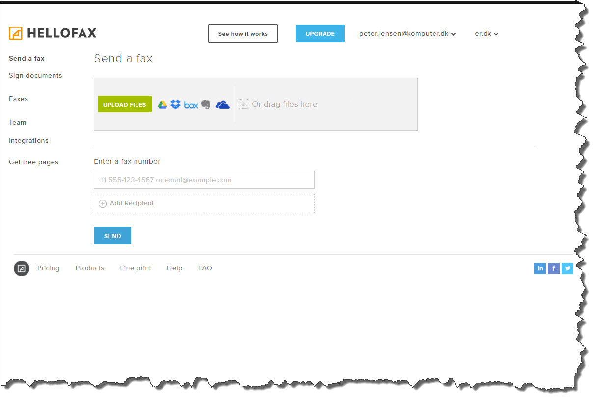Sänd fax från datorn med Hellofax