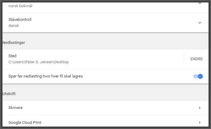 Lagre nedlastede filer i Chrome 3