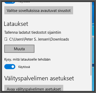 Vaihda tallennuskansio: Microsoft Edge, kuva 3