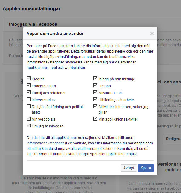 Facebook integritet
