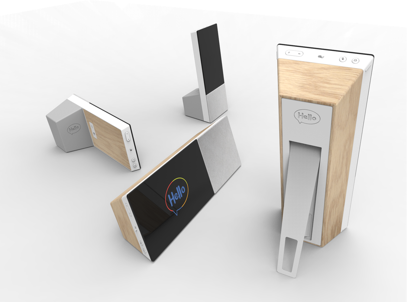 Archos Hello kan både stå og ligge. Takket være fire innebygde mikrofonene hører den alt du ber den om.