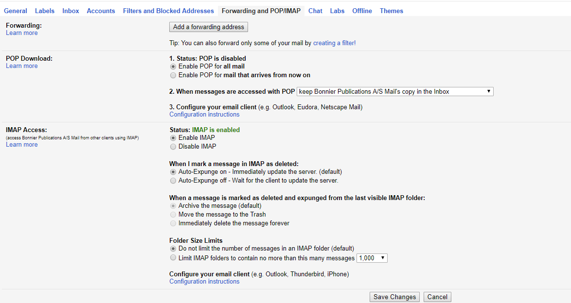Få gmail til at fungere med din mailklient.