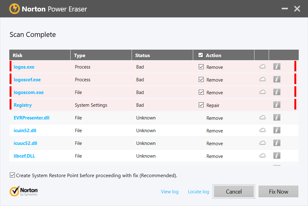 Norton Power Eraser etsii haittohjelmat