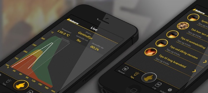 smart sensor og app lader dig styre brændeovnen fra din smartphone