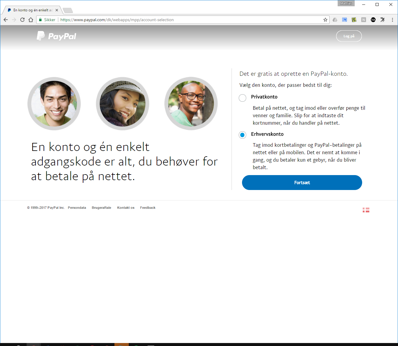 Sådan opretter du en erhvervskonto på Paypal.