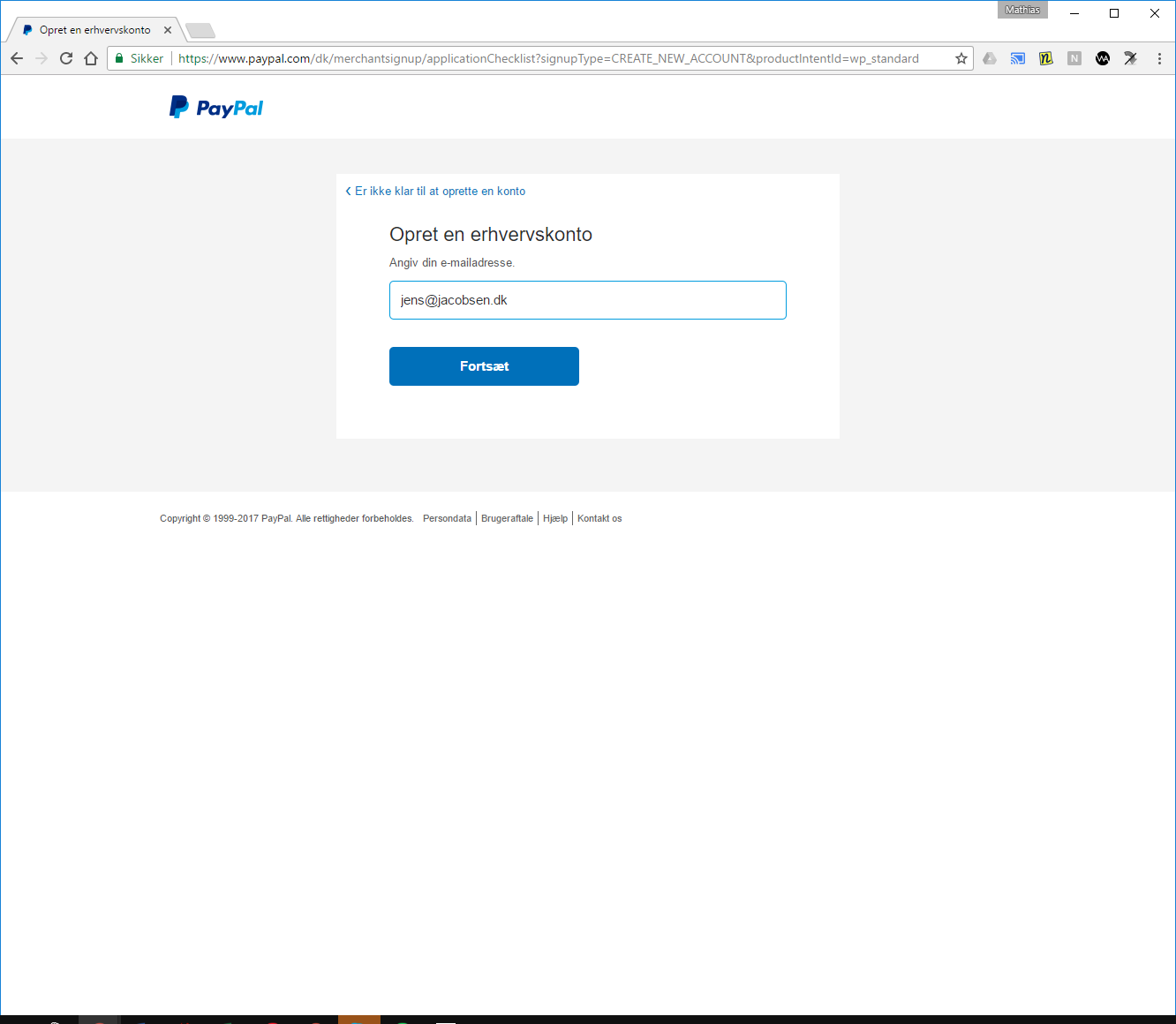 Sådan opretter du en erhvervskonto på Paypal.