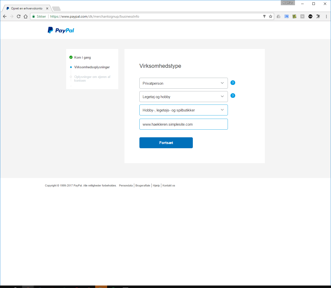 Sådan opretter du en erhvervskonto på Paypal.