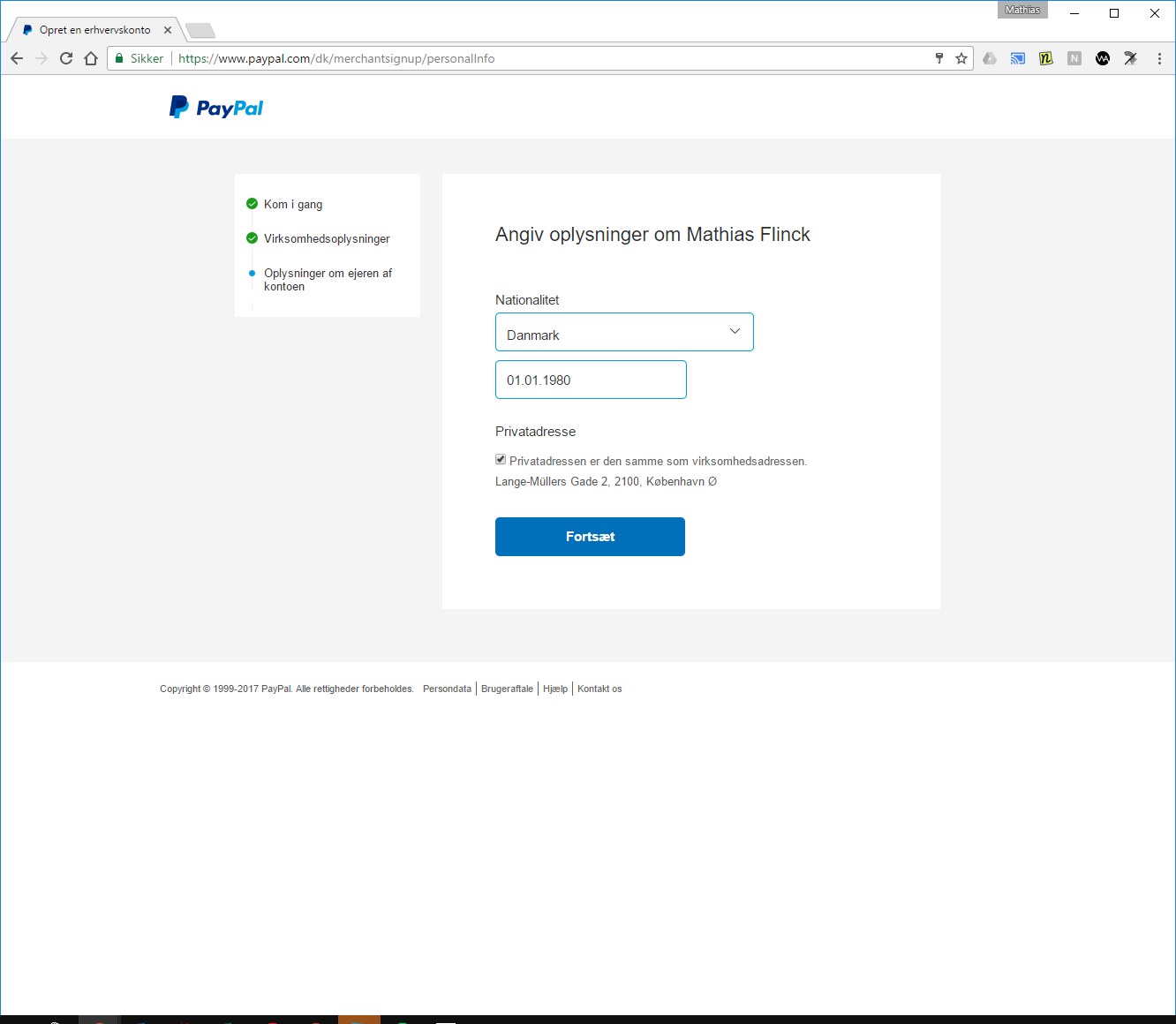Sådan opretter du en erhvervskonto på Paypal.