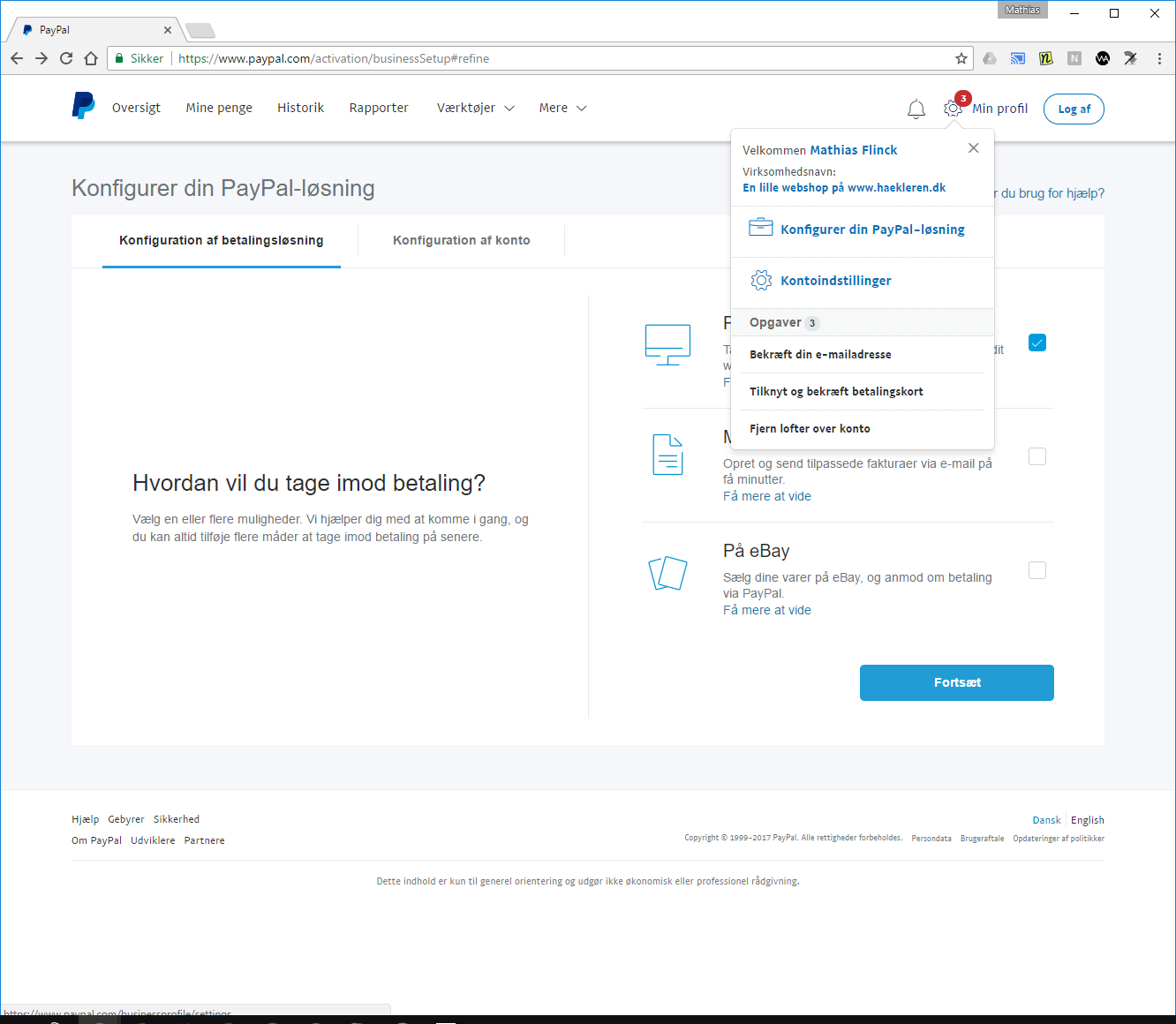 Sådan opretter du en erhvervskonto på Paypal.