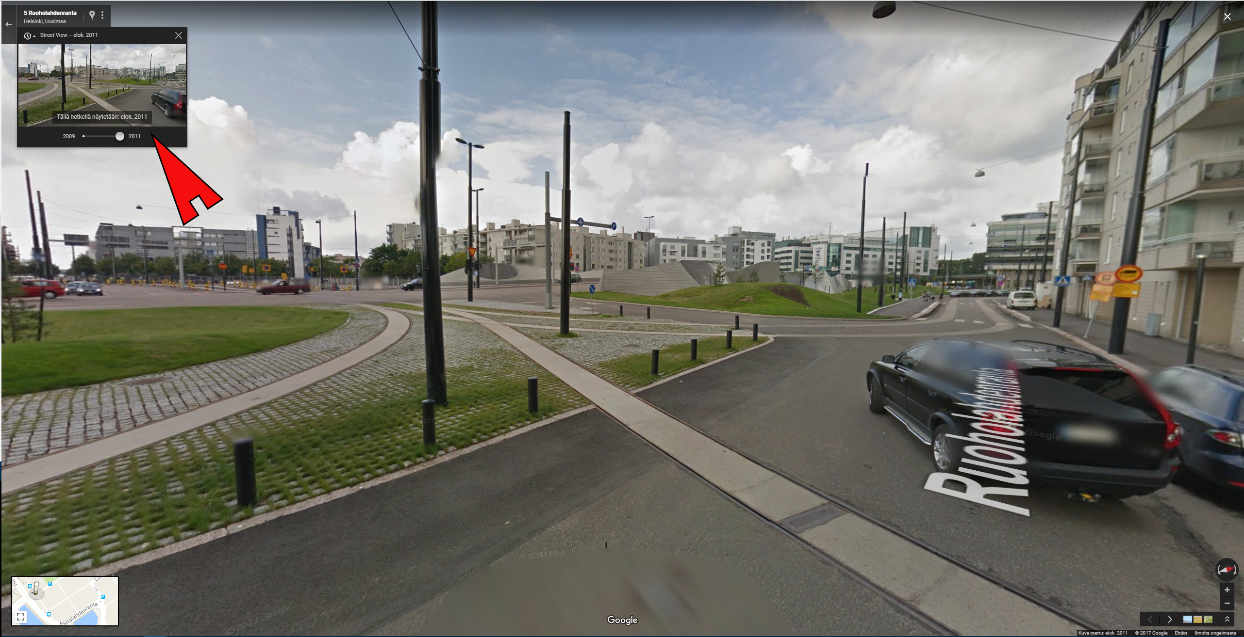 Ruoholahtea Street View -näkymässä