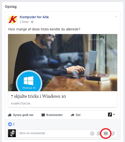 Sådan sætter du gif ind i kommentar på Facebook