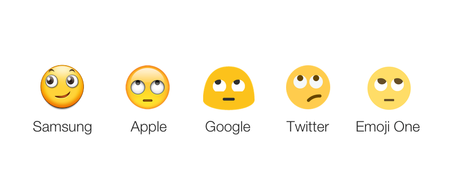 Rolling eyes emoji på Samsung, Apple Google, Twitter
