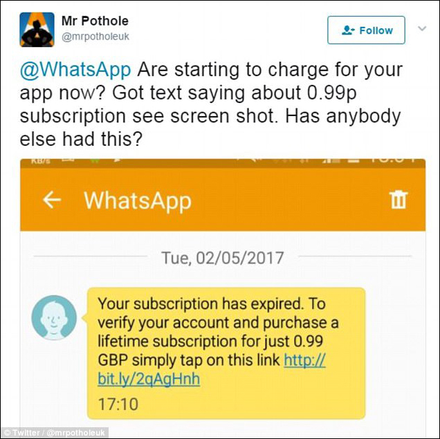 WhatsApp-huijausviesti