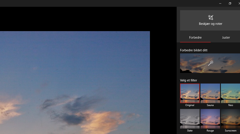 Filtre i Windows 10 Billeder.
