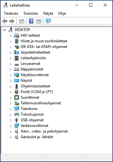 Napsauta kakkospainikkeella Windows 10:n aloituspainiketta ja valitse rivi Laitehallinta.