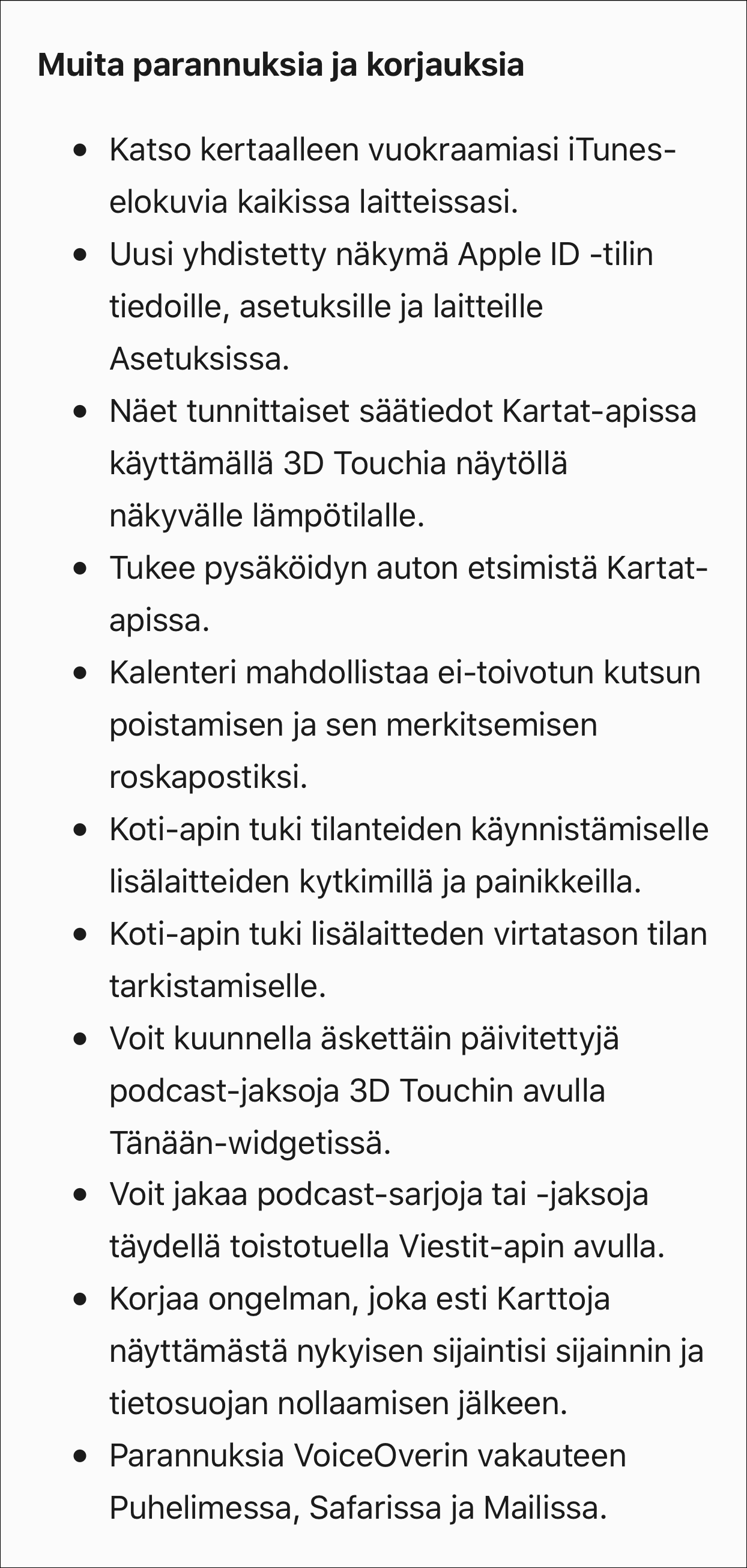 Parannuksia ja korjauksia
