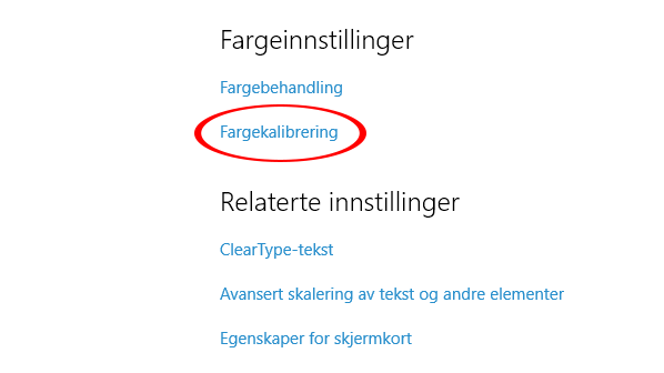 Farge­kalibrering i Windows 10