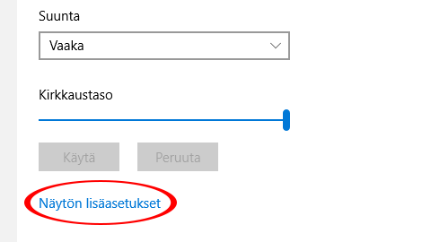 Näytön lisäasetukset Windows 10:ssä