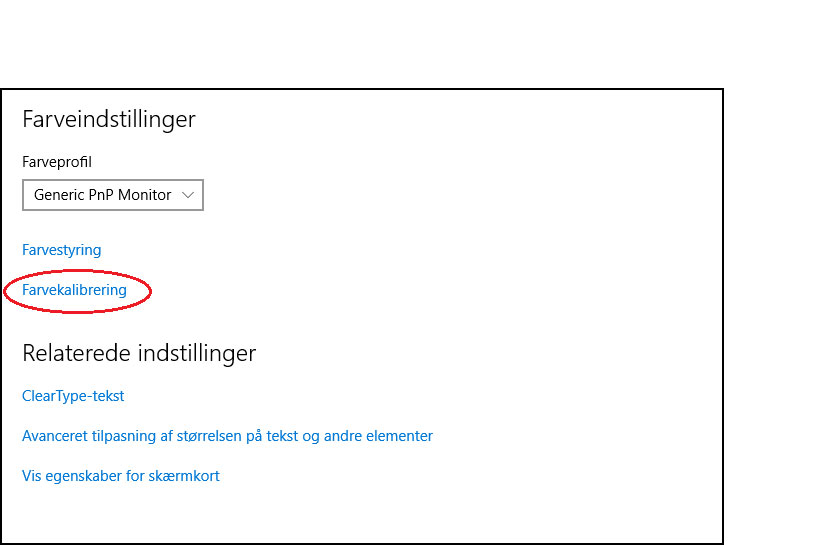 Farvekalibrering i Windows 10