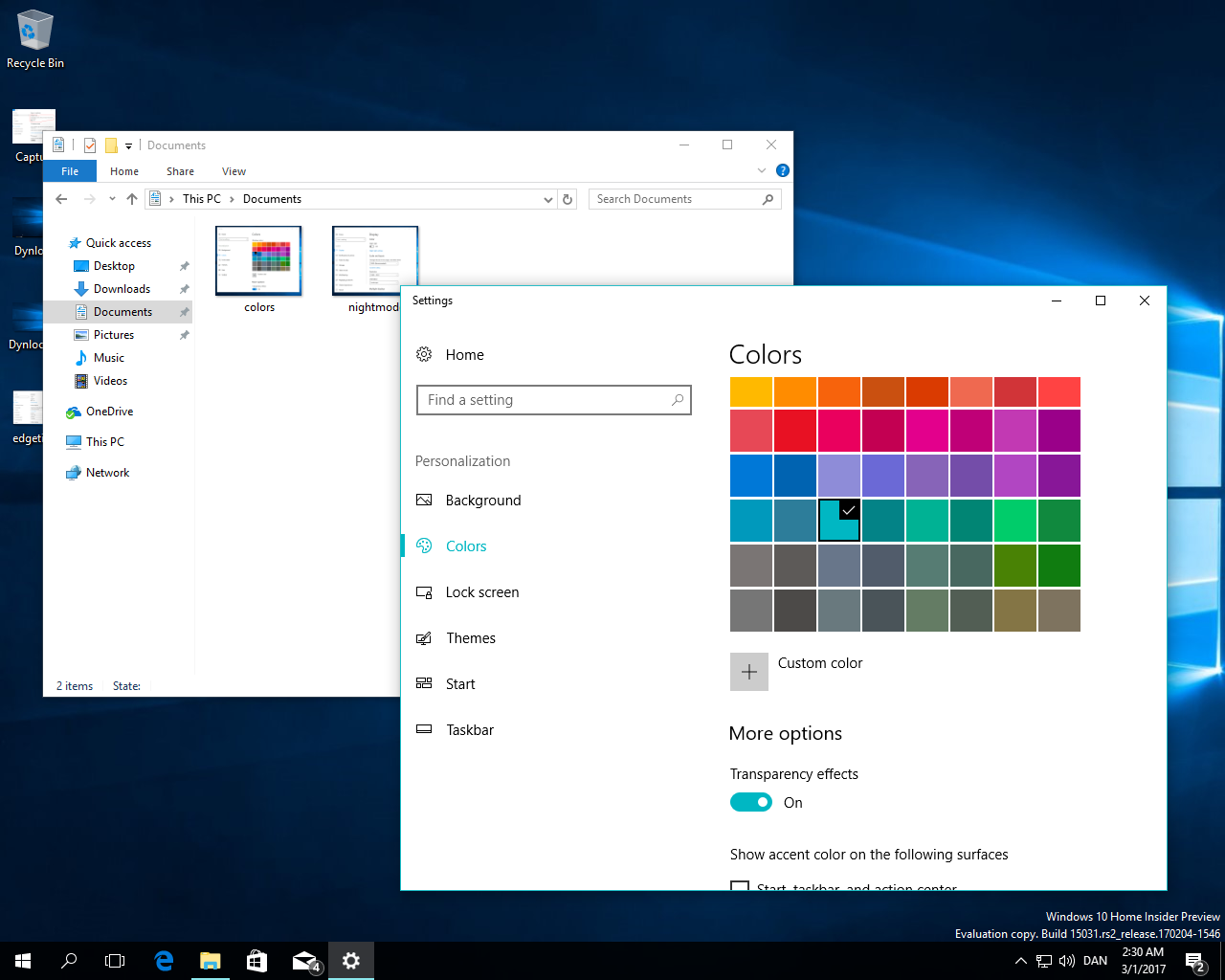 Pian voi säätää kaikkia värejä Windows 10:ssä.