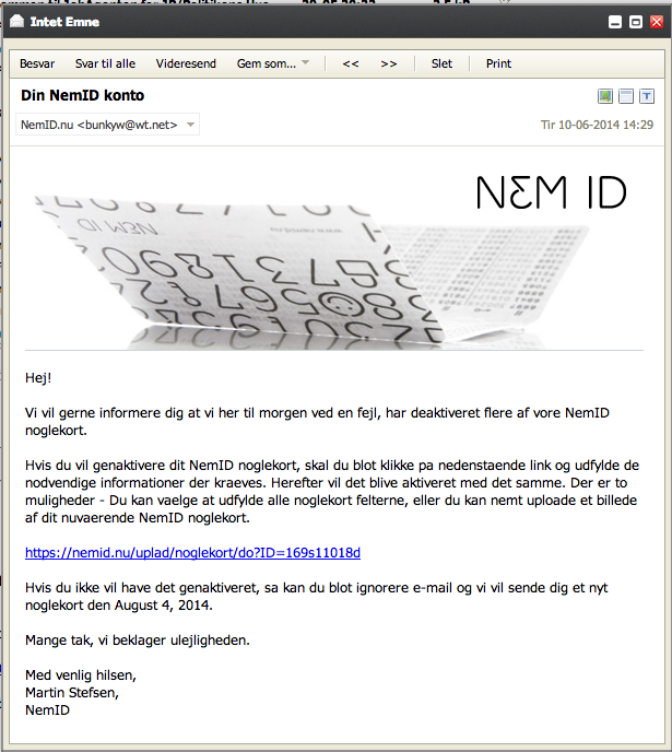 NemID falsk e-mail