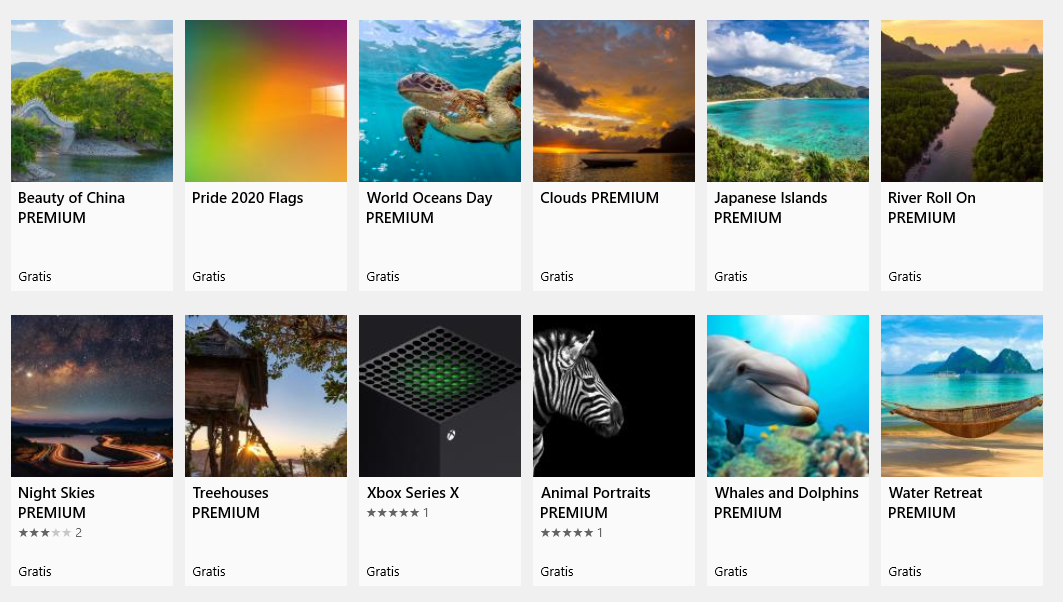 Det finns mängder med fina teman med olika skrivbordsbakgrunder att välja mellan i Microsoft Store. 